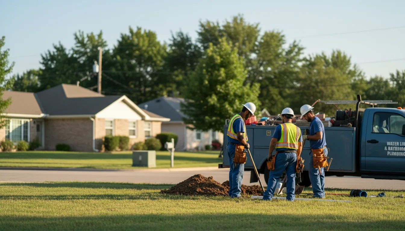 Residential water line and bathroom plumbing service in Quinton, OK